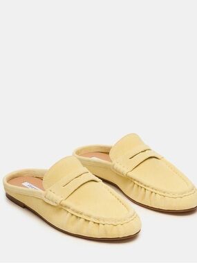 Steve Madden Rafe butter yellow suede loafer mules
